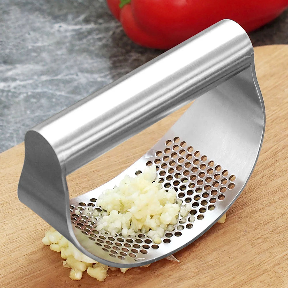 Garlic Press Rocker Stainless Steel, Garlic Mincer Tool, Sturdy Garlic Crusher Garlic Presser, Garlic Slicer & Grinder