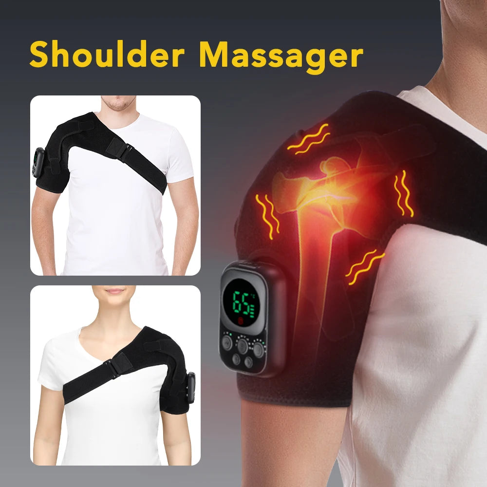 Electric Heating Shoulder Knee Massager Brace Joint Vibration Arthritis Pain Support Belt LED Detachable Controller With APP Use