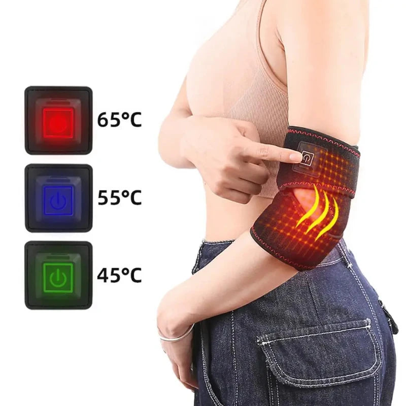 Elbow Heating Pad Wrap Portable Moist Heat Elbow Sleeve Heated Brace USB Fast Heating Electric 3 Heat Levels Pad For Tennis