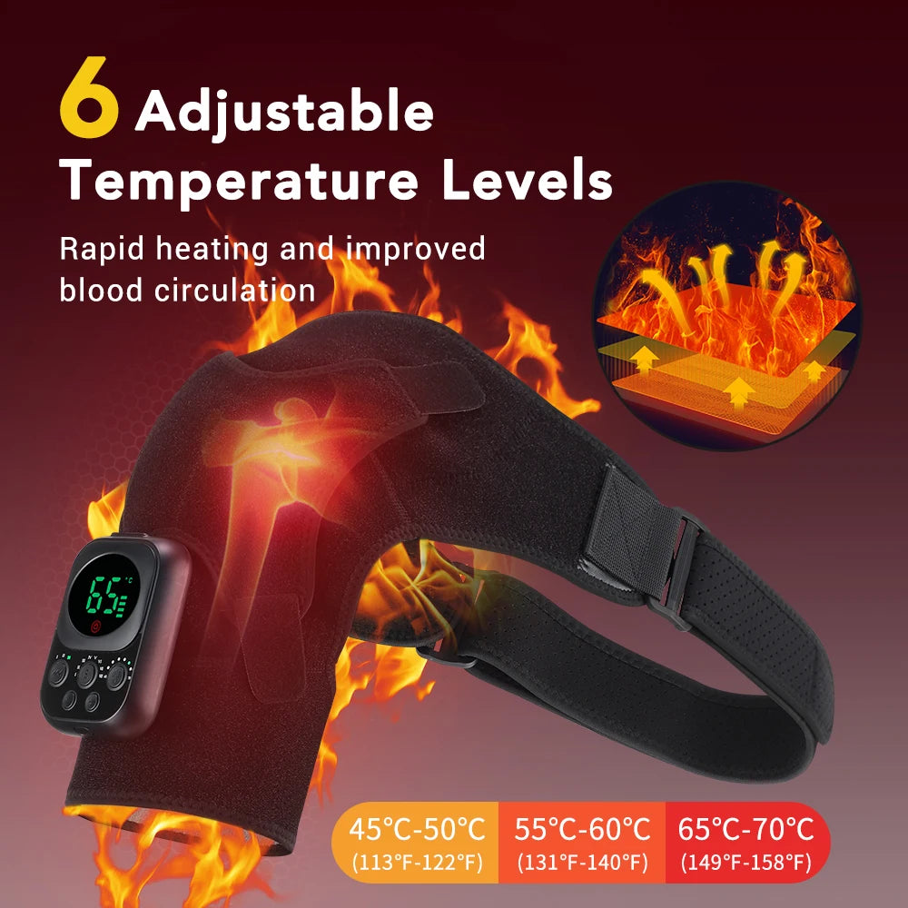 Electric Heating Shoulder Knee Massager Brace Joint Vibration Arthritis Pain Support Belt LED Detachable Controller With APP Use