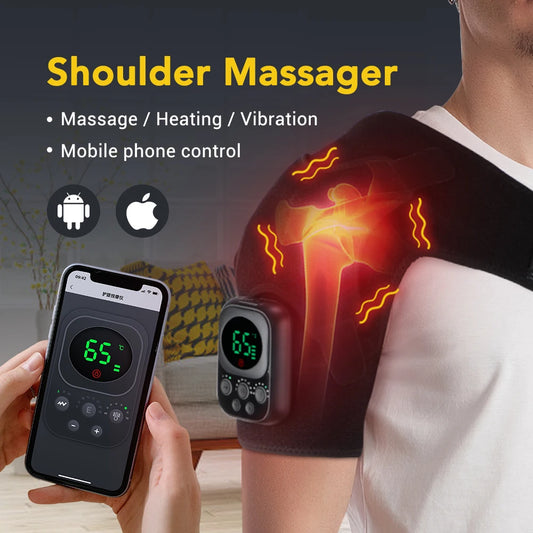 Electric Heating Shoulder Knee Massager Brace Joint Vibration Arthritis Pain Support Belt LED Detachable Controller With APP Use