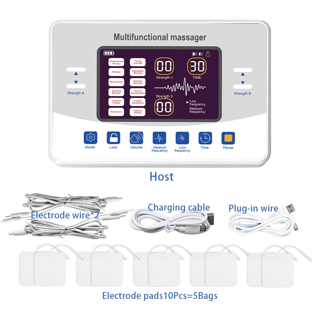 12 Modes Low Frequency Therapy Device TENS Machine EMS Muscle Stimulator Electronic Pulse Massager Myostimulation Apparatus