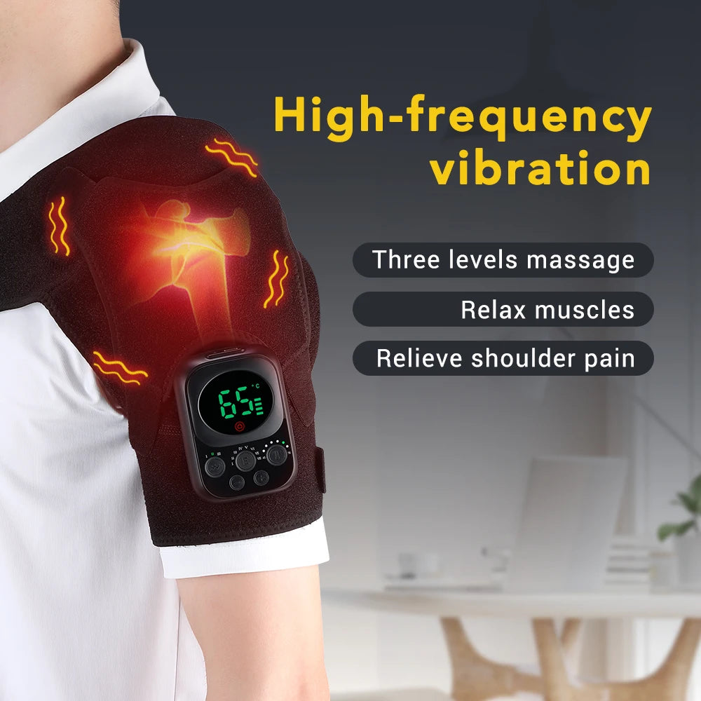 Electric Heating Shoulder Knee Massager Brace Joint Vibration Arthritis Pain Support Belt LED Detachable Controller With APP Use