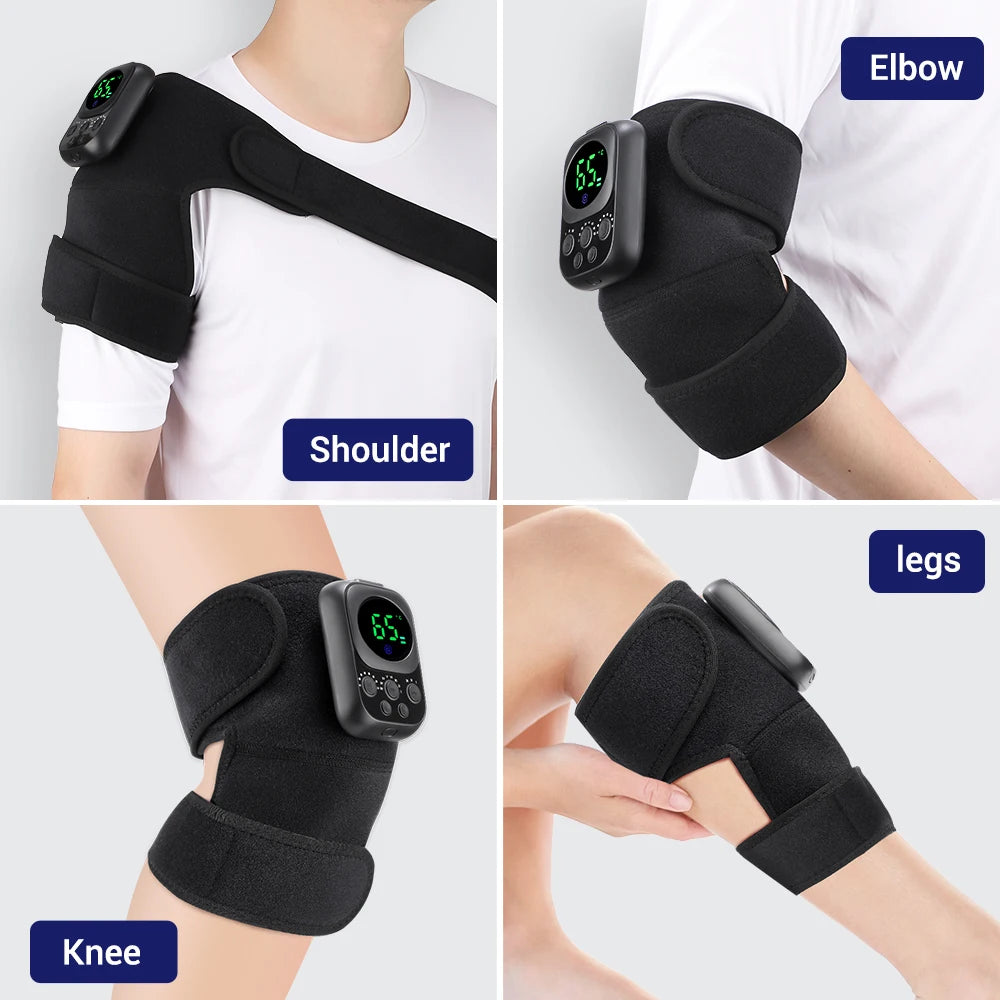 Electric Heating Shoulder Knee Massager Brace Joint Vibration Arthritis Pain Support Belt LED Detachable Controller With APP Use