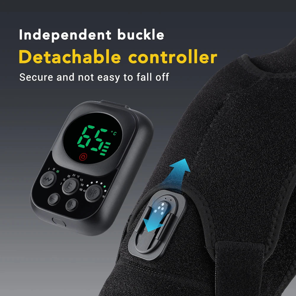 Electric Heating Shoulder Knee Massager Brace Joint Vibration Arthritis Pain Support Belt LED Detachable Controller With APP Use