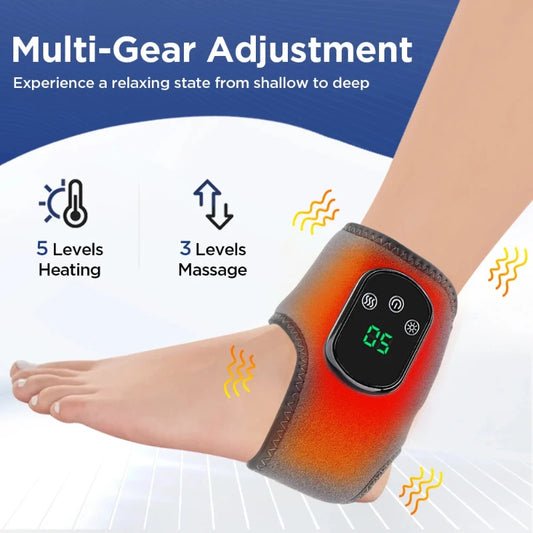 1/2PCS Electric Ankle Massager Vibration Infrared Hot Compress Therapy Foot Massager Support Brace For Joint Sprain Pain Relief