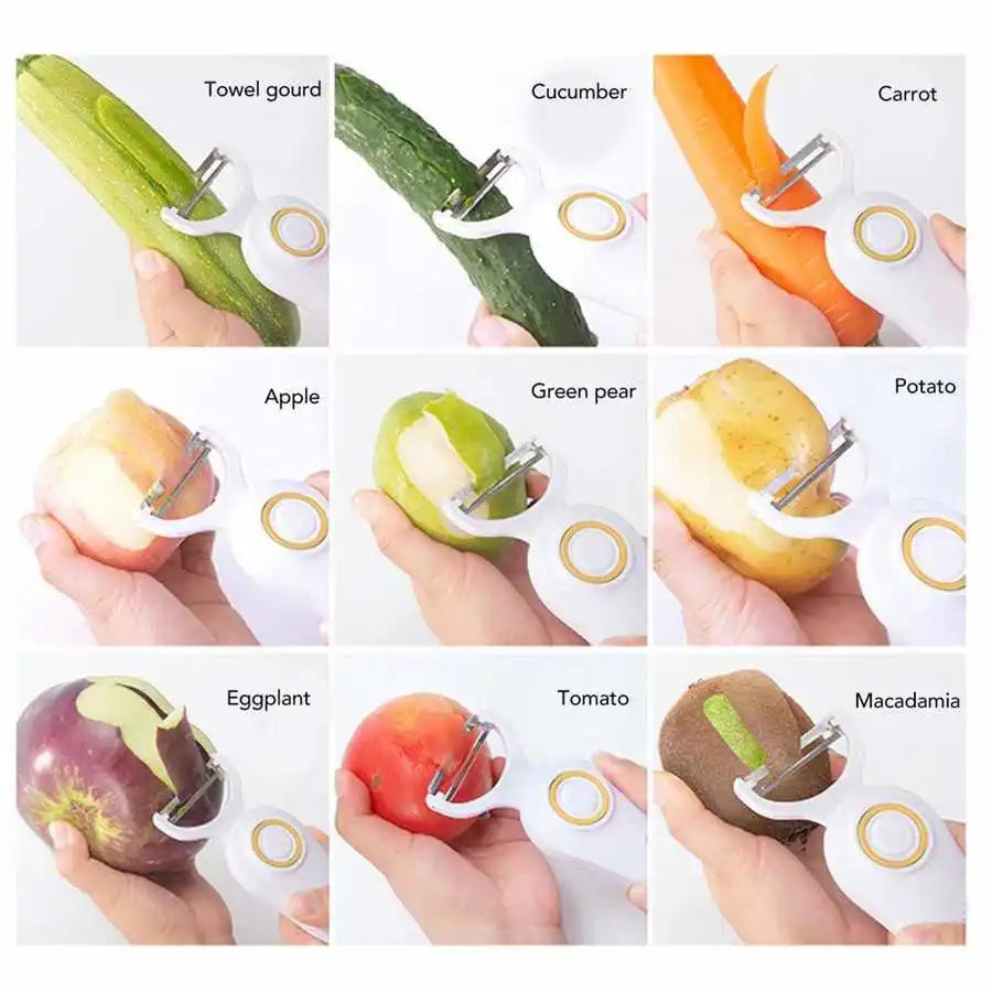 Electric Peeler Handheld USB Rechargeable Fruit Vegetables Peeler with 3 Cutter Heads Home Kitchen Tool