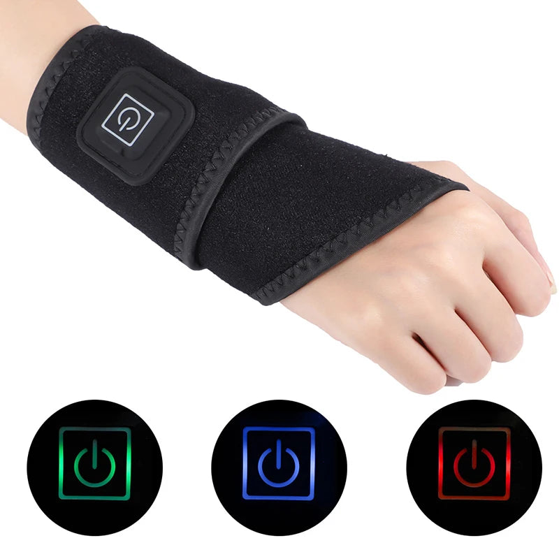 Electrically Heated Wrist Support sleeve Adjustable Wrist guard Breathable Black Strap Sports and Hand Joint Protection Tool