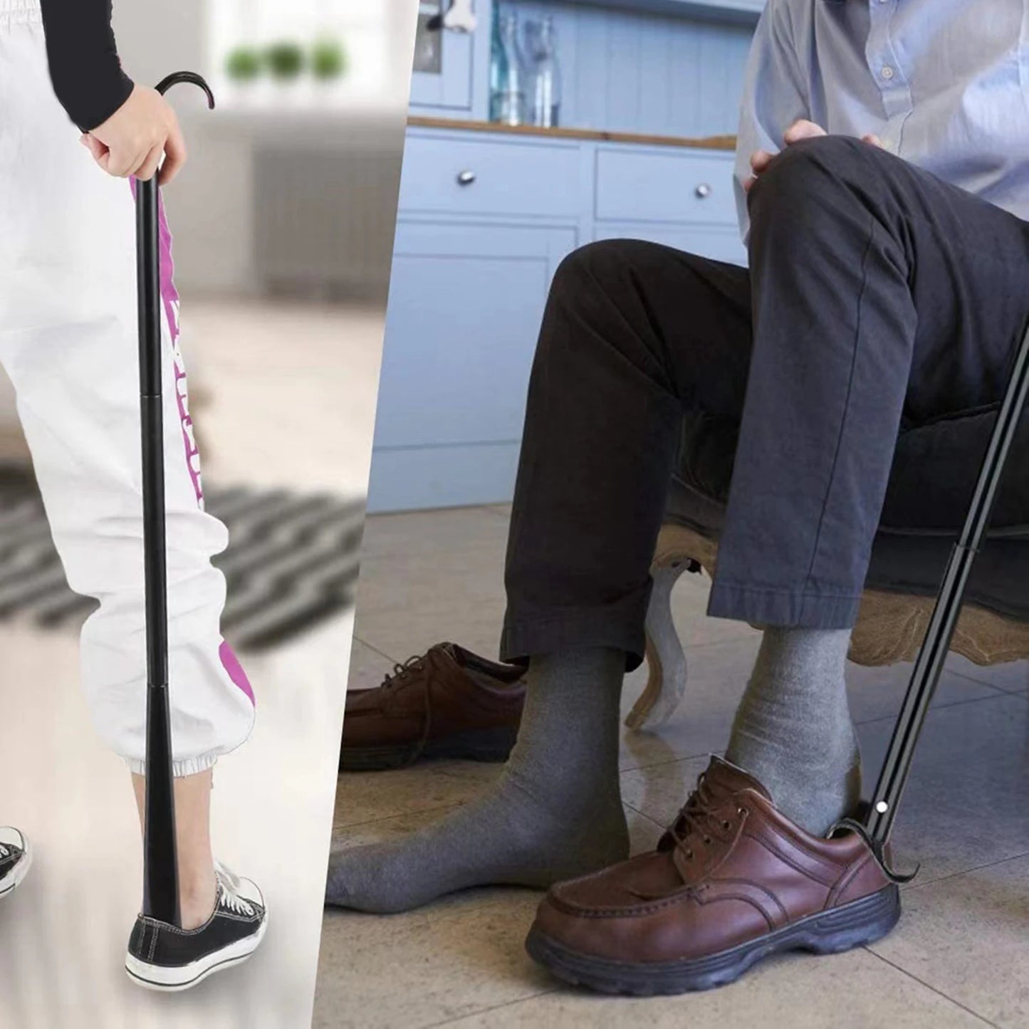 Dressing Stick Aid Adjustable Extended Shoehorn for Socks Shoes Back Problem Shoes Socks Dressing Aids with Shoehorn Assisted