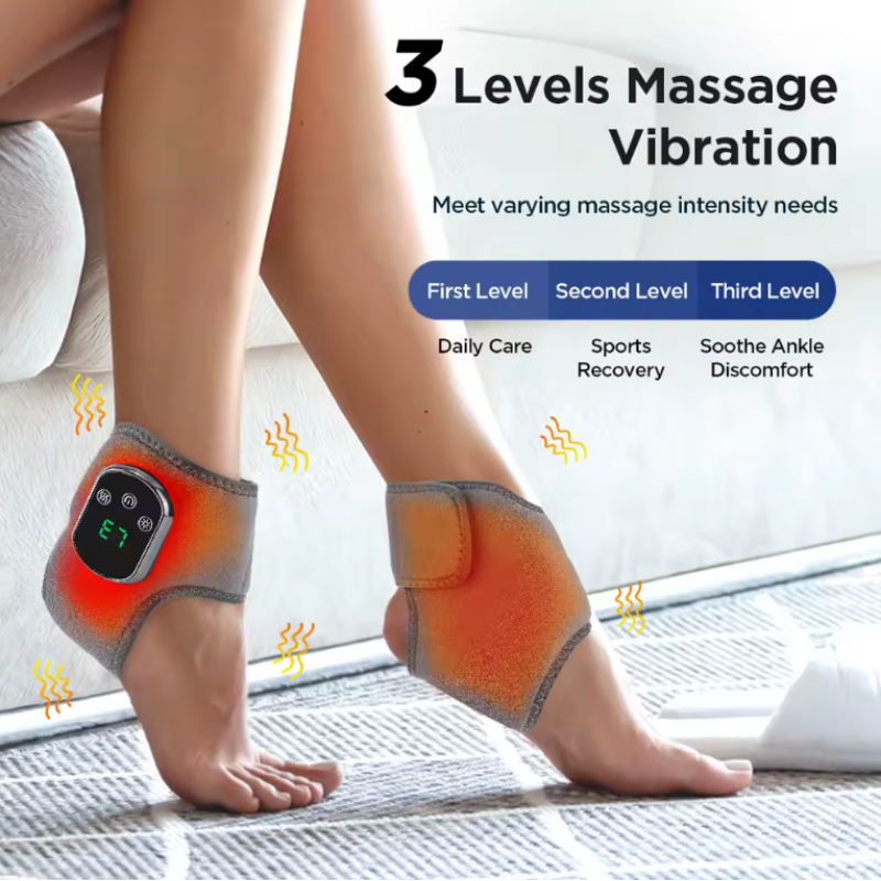 1/2PCS Electric Ankle Massager Vibration Infrared Hot Compress Therapy Foot Massager Support Brace For Joint Sprain Pain Relief