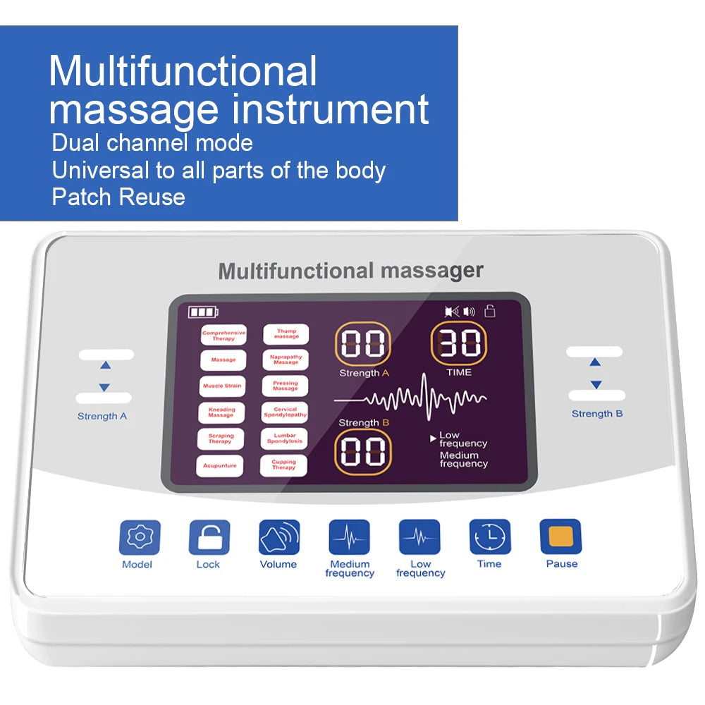 12 Modes Low Frequency Therapy Device TENS Machine EMS Muscle Stimulator Electronic Pulse Massager Myostimulation Apparatus