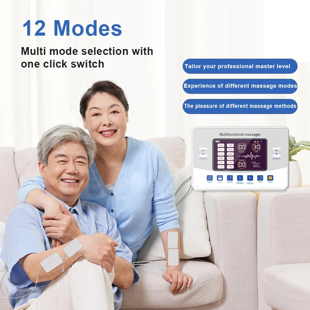 12 Modes Low Frequency Therapy Device TENS Machine EMS Muscle Stimulator Electronic Pulse Massager Myostimulation Apparatus