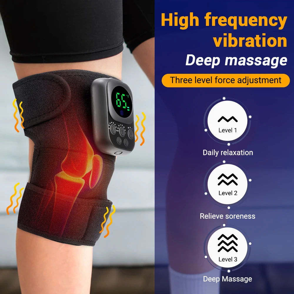 Electric Heating Shoulder Knee Massager Brace Joint Vibration Arthritis Pain Support Belt LED Detachable Controller With APP Use