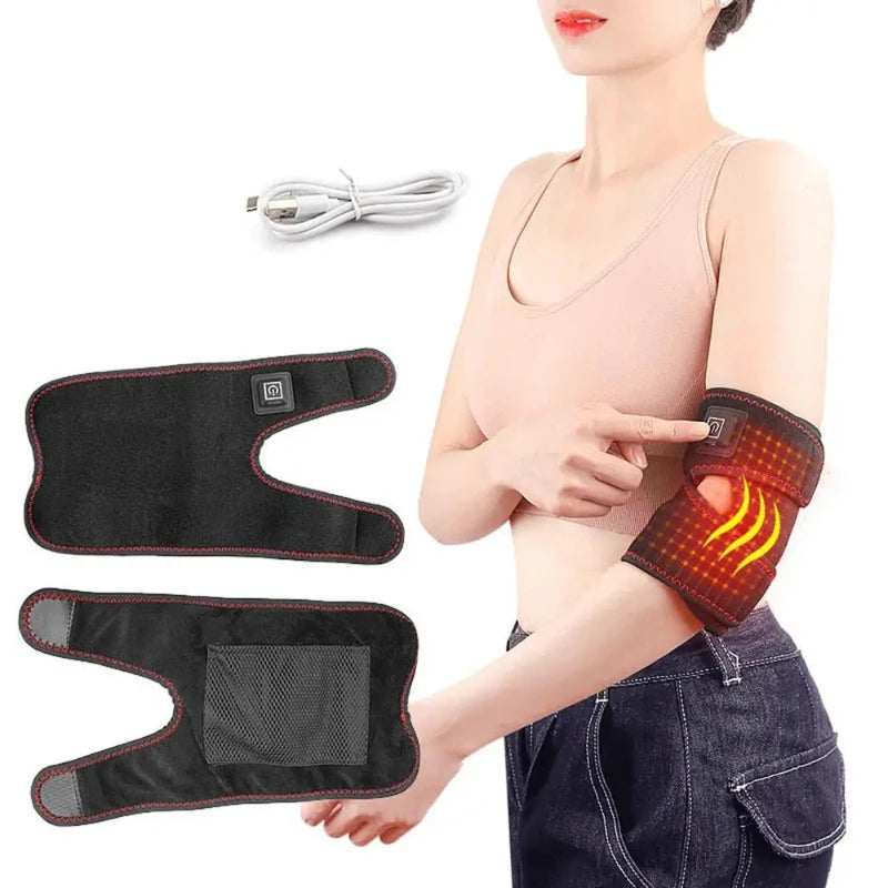 Elbow Heating Pad Wrap Portable Moist Heat Elbow Sleeve Heated Brace USB Fast Heating Electric 3 Heat Levels Pad For Tennis