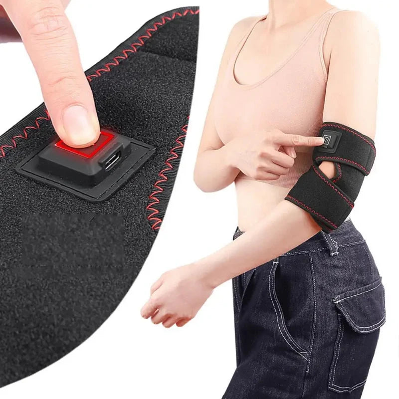 Elbow Heating Pad Wrap Portable Moist Heat Elbow Sleeve Heated Brace USB Fast Heating Electric 3 Heat Levels Pad For Tennis